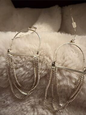 Silver Multi-Chain Hoop Earrings - Women Jewelry